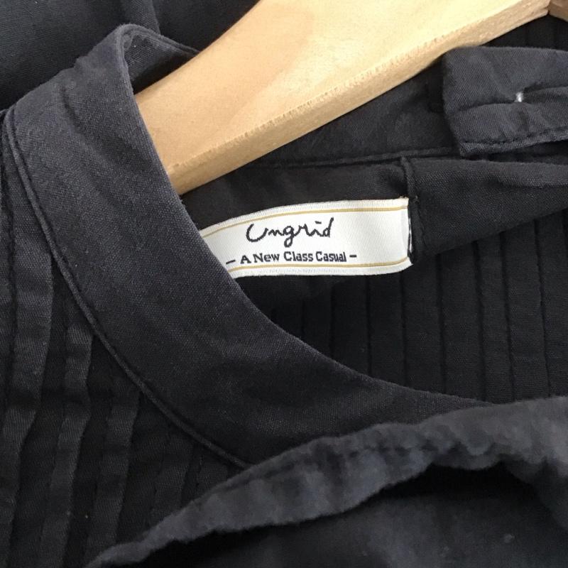 アングリッド Ungrid ワンピース ひざ丈スカート 長袖シャツワンピース フレアスカート FREE 無地 黒 / ブラック /  レディース USED 古着 中古 10146684