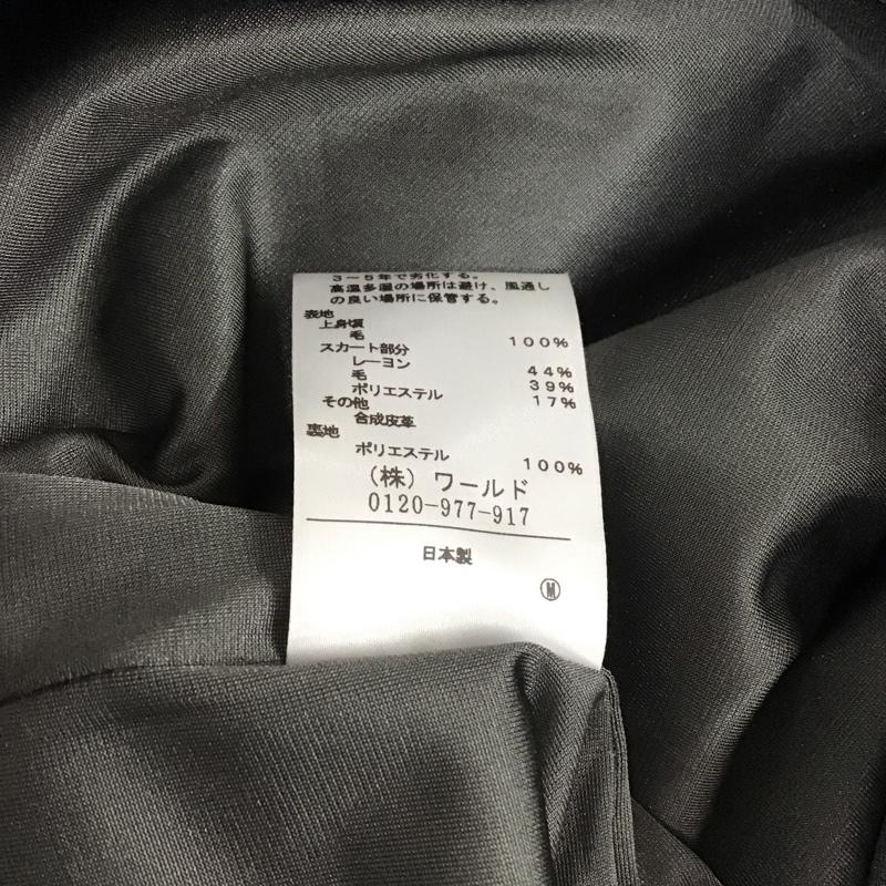 アンタイトル UNTITLED ワンピース ひざ丈スカート AD153-55428JJ 七分袖 ドッキング 後ろファスナー ヘリンボーン 2 無地 灰 / グレー / X 紺 / ネイビー /  レディース USED 古着 中古 10111080
