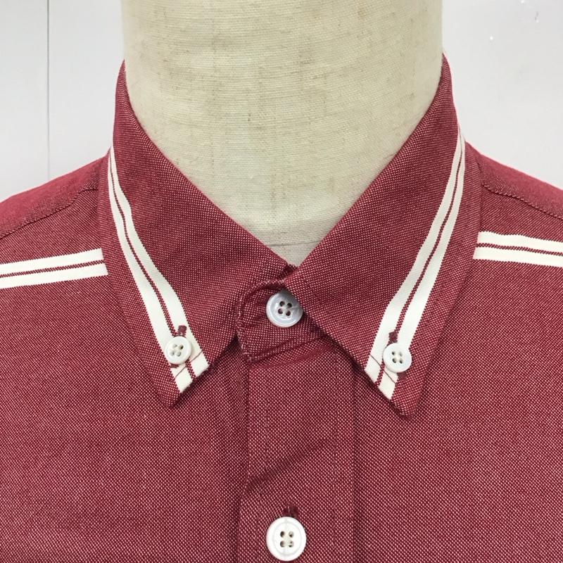 サタデーズサーフニューヨークシティー SATURDAYS SURF NYC シャツ、ブラウス 半袖 ボタンダウン 胸ポケット S ボーダー柄 えんじ / ワインレッド / X 白 / ホワイト /  メンズ USED 古着 中古 10113085