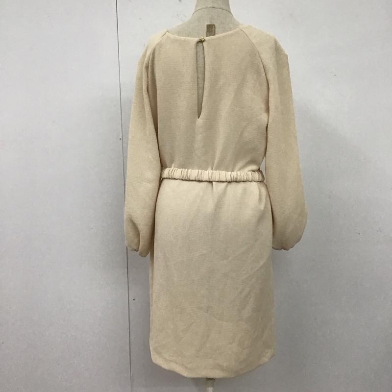 ザラベーシック ZARA BASIC ワンピース ひざ丈スカート 長袖 S 無地 アイボリー / アイボリー /  レディース USED 古着 中古 10109479
