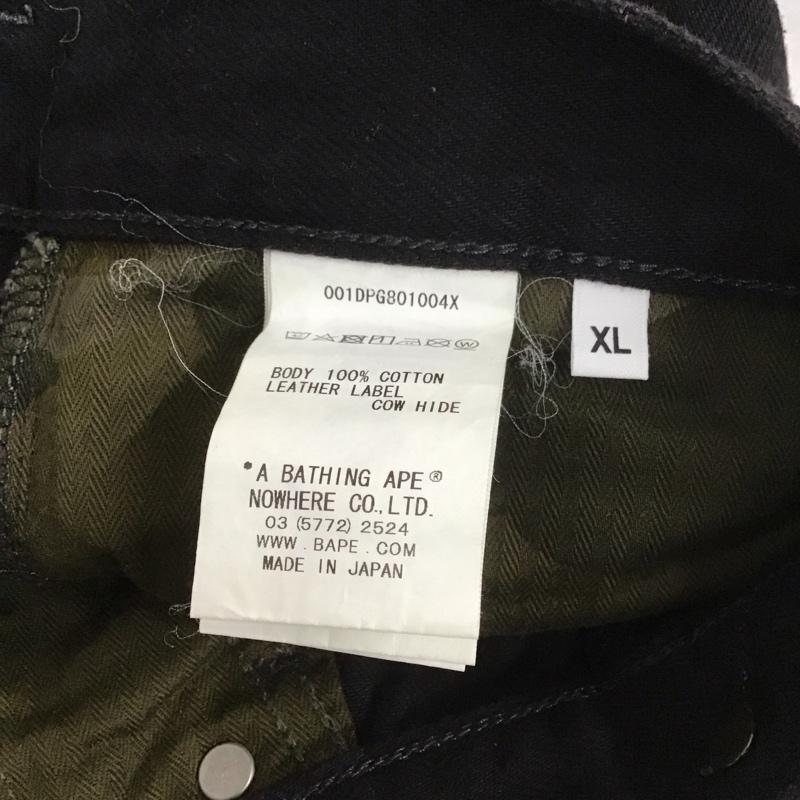 アベイシングエイプ A BATHING APE パンツ デニム、ジーンズ 001DPG801004X シャークデニム XL 刺繍 黒 / ブラック /  メンズ USED 古着 中古 10106844
