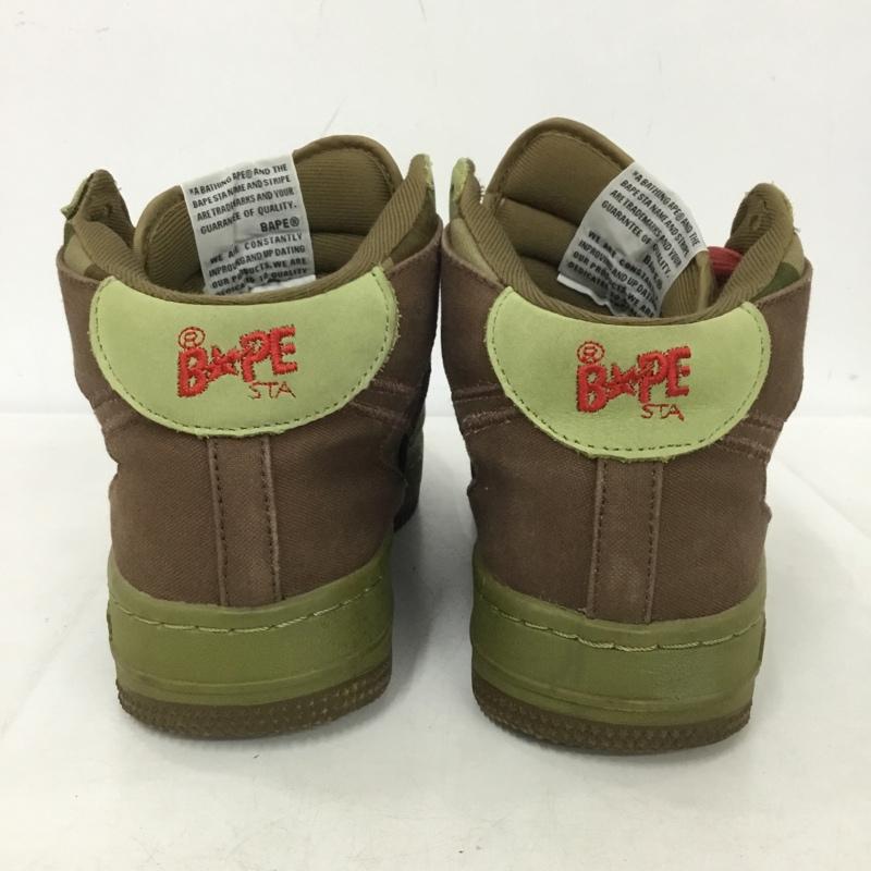 アベイシングエイプ A BATHING APE スニーカー スニーカー 25.5cm ハイカット 25.5cm ロゴ、文字 茶 / ブラウン / X カーキ / カーキ /  メンズ USED 古着 中古 10150431