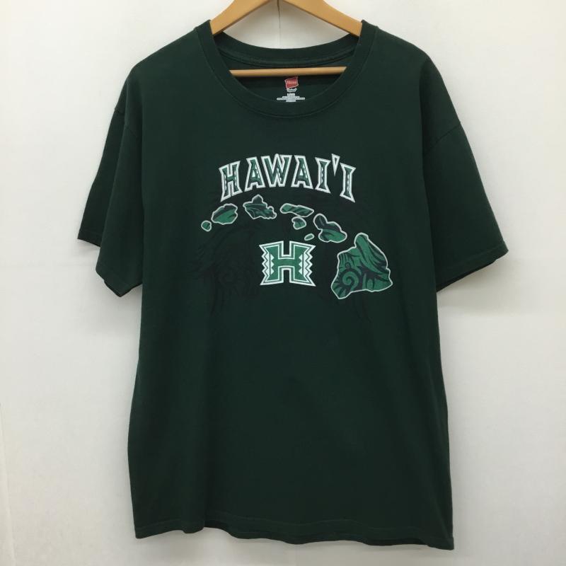 ヘインズ HANES Tシャツ 半袖 L ロゴ、文字 緑 / グリーン /  メンズ USED 古着 中古 10134377