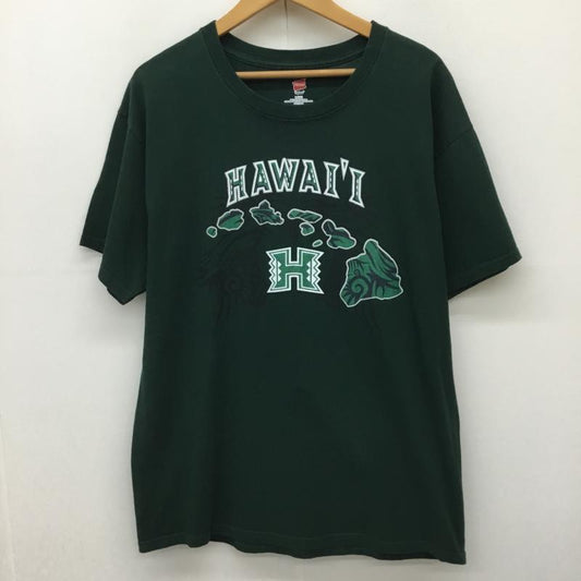 ヘインズ HANES Tシャツ 半袖 L ロゴ、文字 緑 / グリーン /  メンズ USED 古着 中古 10134377
