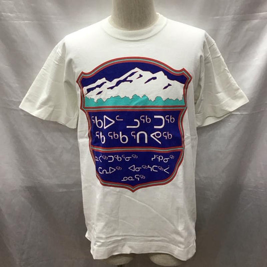 ホワイトマウンテニアリング WHITE MOUNTAINEERING Tシャツ 半袖 WM1071501 クルーネック L プリント 白 / ホワイト /  メンズ USED 古着 中古 10122609