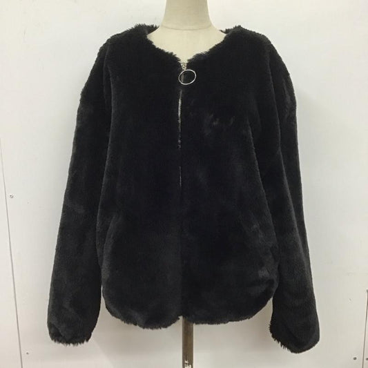 ベルシュカ Bershka ジャケット、上着 ジャケット、ブレザー ノーカラージャケット フェイクファージャケット L 無地 黒 / ブラック /  レディース USED 古着 中古 10125124