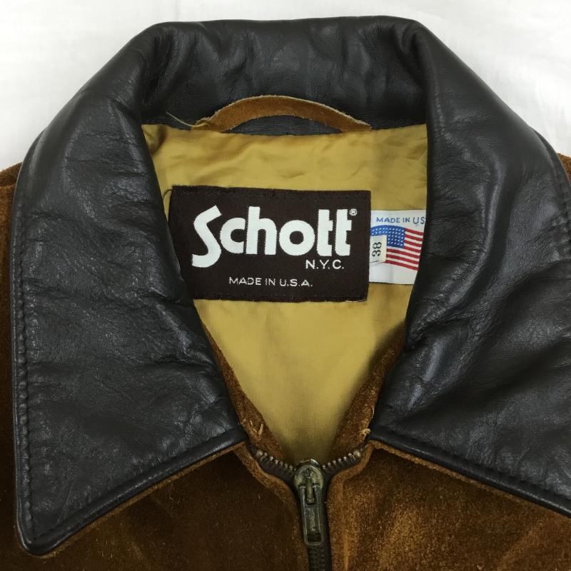 ショット Shott ジャケット、上着 レザージャケット 38 無地 茶 / ブラウン /  メンズ USED 古着 中古 10116039