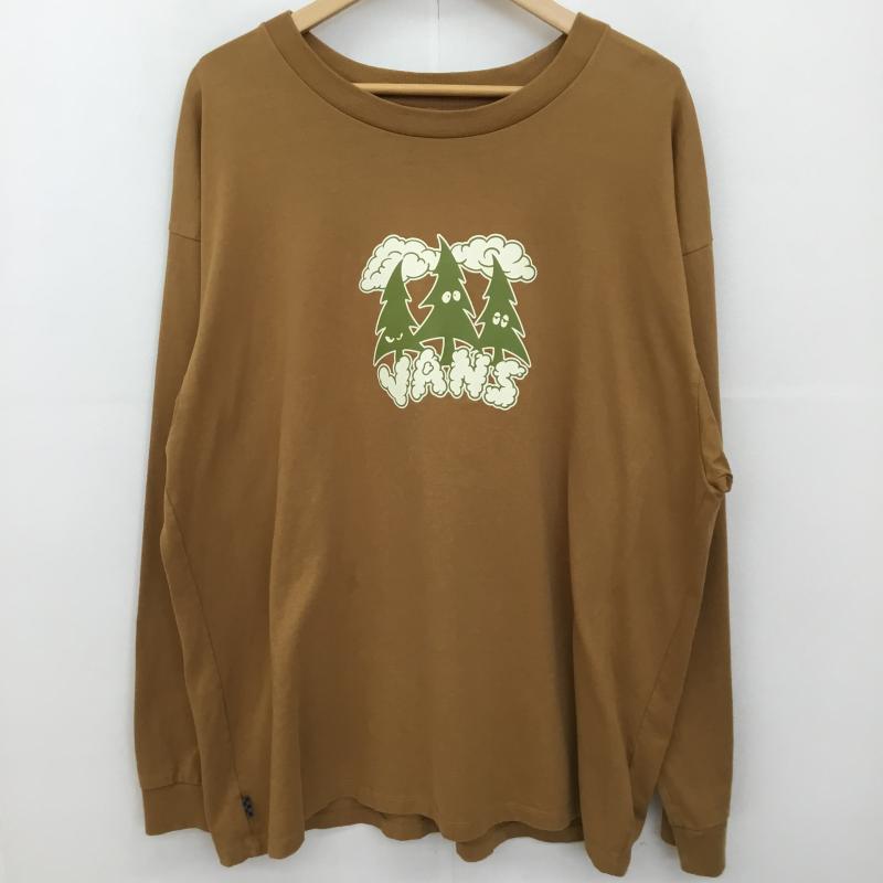 バンズ VANS Tシャツ 長袖 VANS OFF THE WALL SKATE CLASSICS LONG SLEEVE T-SHIRT-BONE BROWN L ロゴ、文字 X プリント 茶 / ブラウン /  メンズ USED 古着 中古 10127554