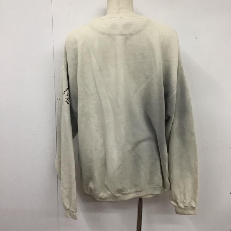 ハーレーダビッドソン Harley-Davidson トレーナー 長袖 長袖トレーナー スウェット クルーネック リブスウェットカットソー 古着 XL ロゴ、文字 ベージュ / ベージュ /  メンズ USED 古着 中古 10124109