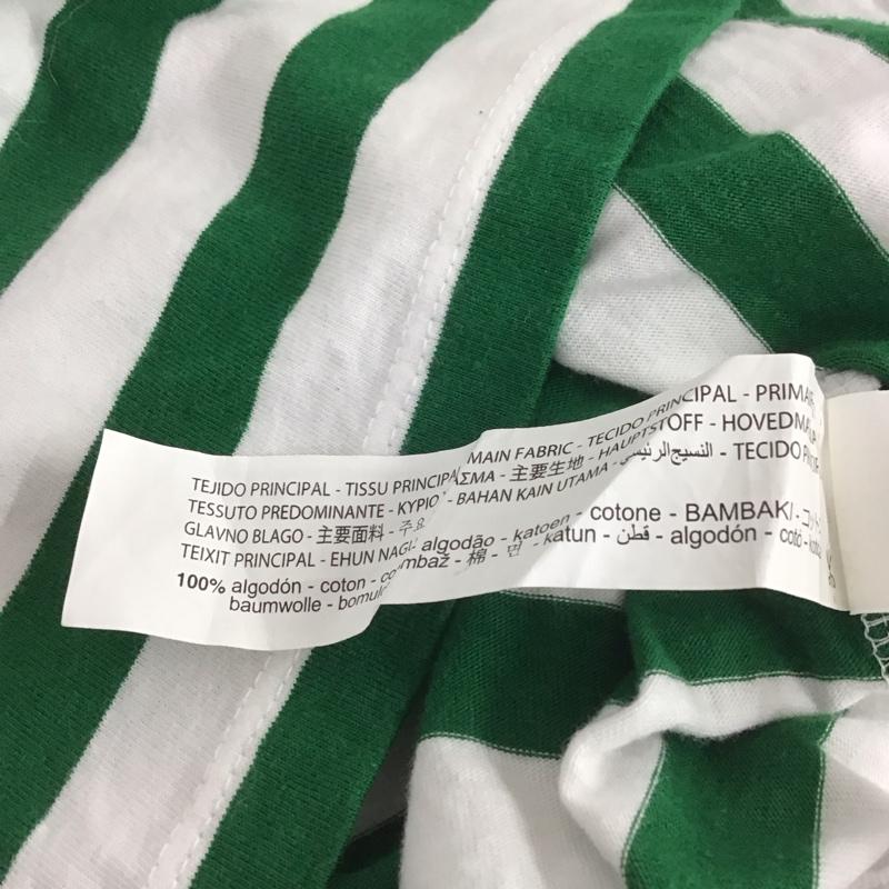 ザラ ZARA Tシャツ 半袖 クロップド丈 ボーダー M ボーダー柄 白 / ホワイト / X 緑 / グリーン /  レディース USED 古着 中古 10148669