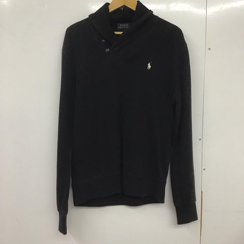 ポロラルフローレン POLO RALPH LAUREN トレーナー 長袖 長袖スウェット カラーネックカットソー トレーナー S ロゴ、文字 黒 / ブラック /  メンズ USED 古着 中古 10133499