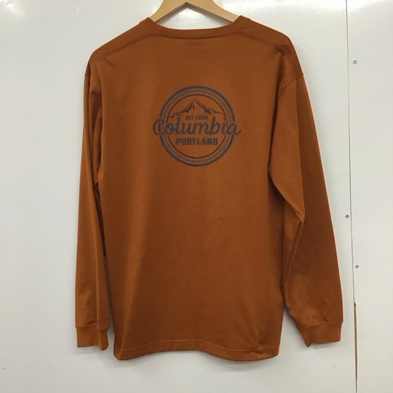 コロンビア Columbia カットソー 長袖 222 pm0476 長袖カットソー プリントTシャツ バックプリントT XL ロゴ、文字 キャメル / キャメル /  メンズ USED 古着 中古 10136564