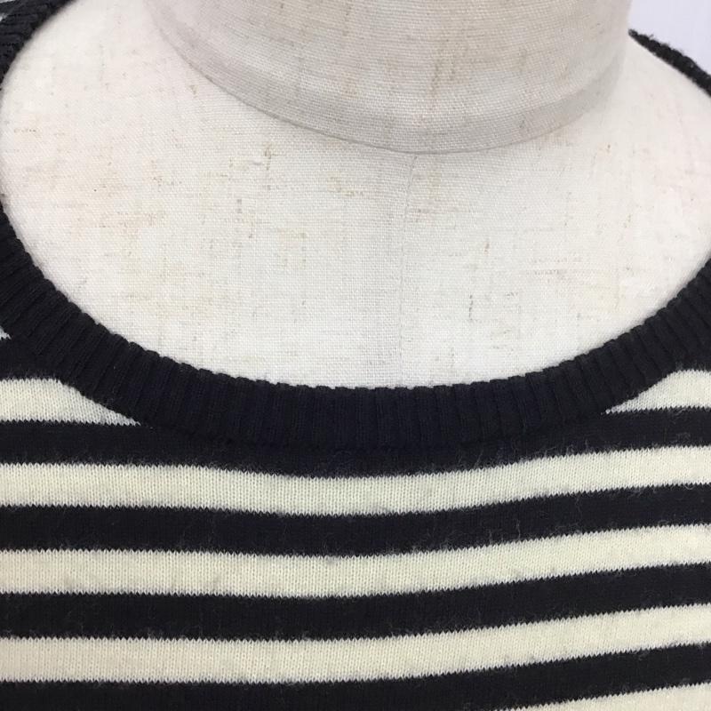 ジィ ヒステリック トリプルエックス Thee Hysteric XXX ニット、セーター 半袖 半袖ニットカットソー クルーネックカットソー 半袖セーター M ボーダー柄 白 / ホワイト / X 黒 / ブラック /  メンズ USED 古着 中古 10113136