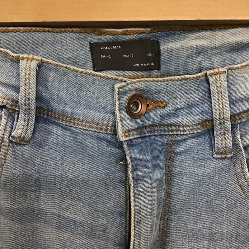 ザラメン ZARA MAN パンツ デニム、ジーンズ デニムパンツ スリムパンツ カジュアルパンツ ストレッチパンツ 42インチ ダメージ加工 インディゴ / インディゴ /  メンズ USED 古着 中古 10136646