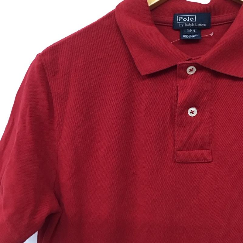 ポロバイラルフローレン Polo by RALPH LAUREN ポロシャツ 半袖 半袖ポロシャツ 半袖カットソー カラーシャツ L ロゴ、文字 赤 / レッド /  ボーイズ USED 古着 中古 10130702
