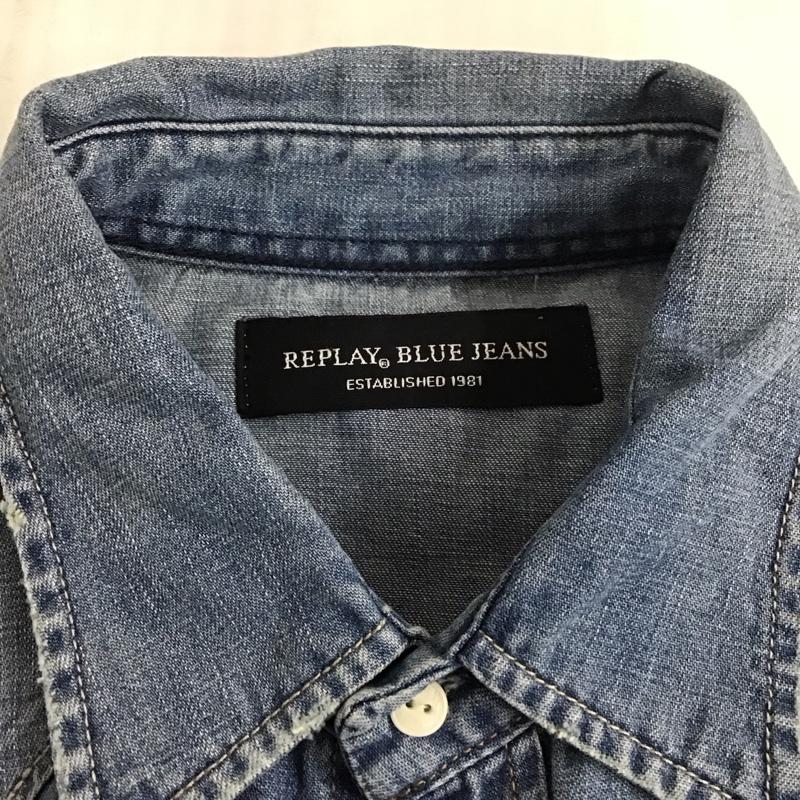 リプレイ REPLAY シャツ、ブラウス 長袖 長袖シャツ カラーシャツ ポケットシャツ デニムシャツ M 無地 インディゴ / インディゴ /  メンズ USED 古着 中古 10111745