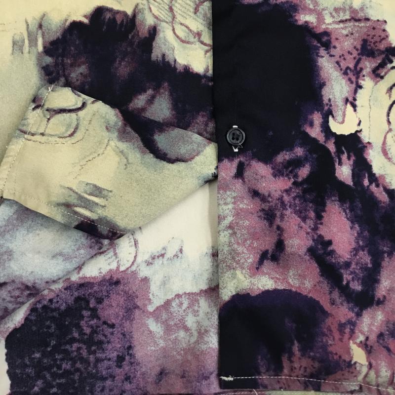 グラム glamb シャツ、ブラウス 長袖 GB0224/SH09 glamb グラム Abstract Galaxy Shirt アブストラクトギャラクシーシャツ M 総柄 紫 / パープル / X ベージュ / ベージュ /  メンズ USED 古着 中古 10140929