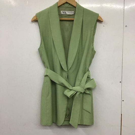 ザラ ZARA ベスト ベスト 7760 816 508 ジレ ロング丈 S 無地 薄緑 / ライトグリーン /  レディース USED 古着 中古 10139235