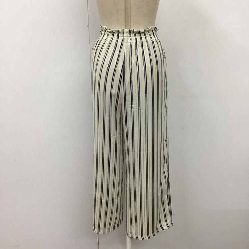 ザラベーシック ZARA BASIC ボトムス ボトムス 9929 221 104 ワイドパンツ クロップド丈 S ストライプ 紺 / ネイビー / X 銀 / シルバー / X オフホワイト / オフホワイト /  レディース USED 古着 中古 10117229