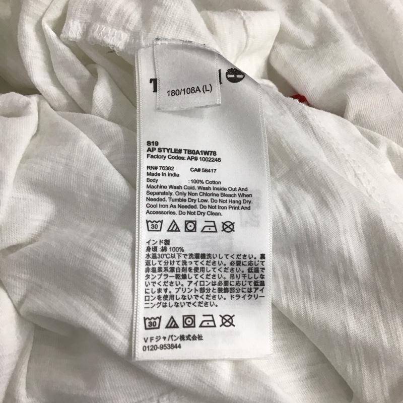 ティンバーランド Timberland Tシャツ 半袖 半袖カットソー プリントTシャツ クルーネックカットソー L ロゴ、文字 白 / ホワイト /  メンズ USED 古着 中古 10141881