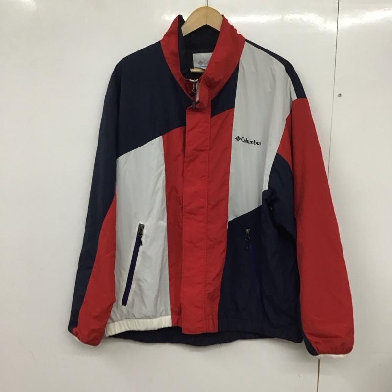 コロンビア Columbia ジャケット、上着 ジャンパー、ブルゾン 218 pm3403 ナイロンジャケット ジップアップジャケット アウター L ロゴ、文字 白 / ホワイト / X 赤 / レッド / X 紺 / ネイビー /  メンズ USED 古着 中古 10132330