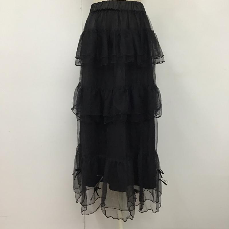 アンクルージュ ANKROUGE スカート ロングスカート TM50514-AR41 チュール 段フリル リボン M 無地 黒 / ブラック /  レディース USED 古着 中古 10114764