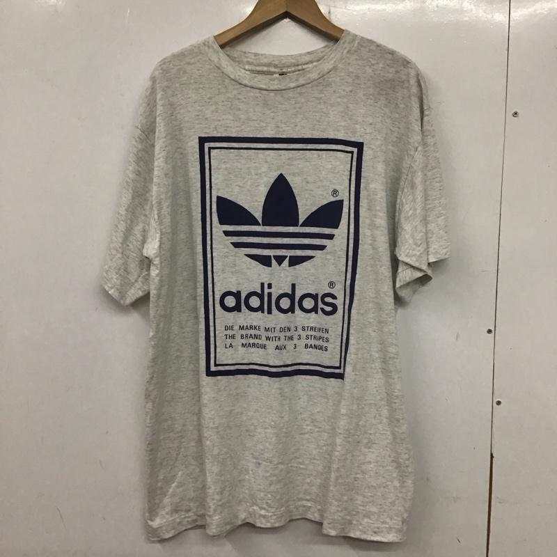 アディダス adidas Tシャツ 半袖 半袖カットソー プリントTシャツ クルーネックカットソー 90S 古着 USA L ロゴ、文字 灰 / グレー /  メンズ USED 古着 中古 10135722