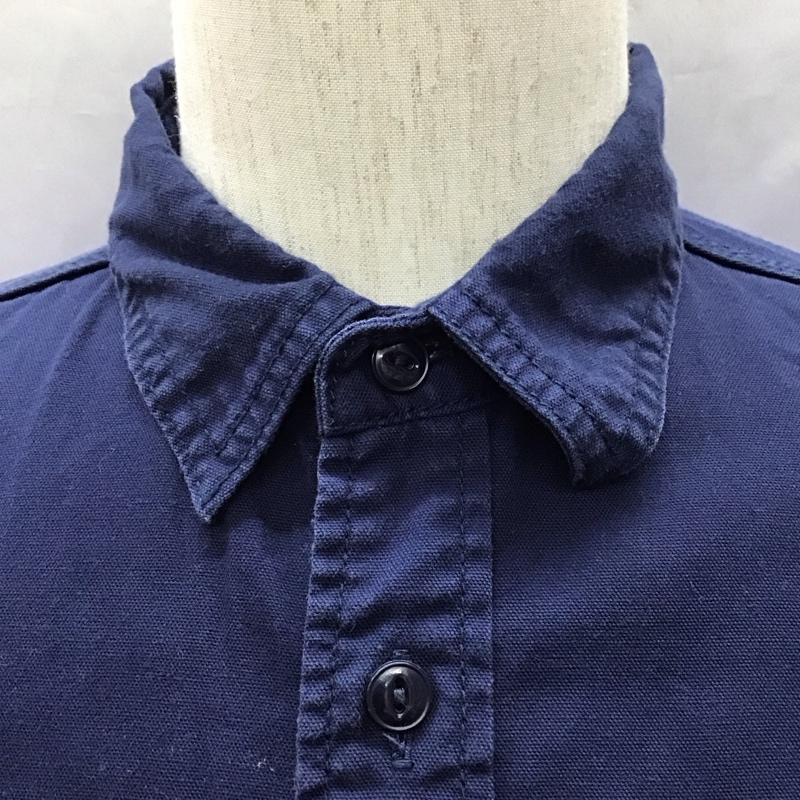 カブー KAVU シャツ、ブラウス 長袖 11864085 日本製 コットン L ロゴ、文字 紺 / ネイビー /  メンズ USED 古着 中古 10121167