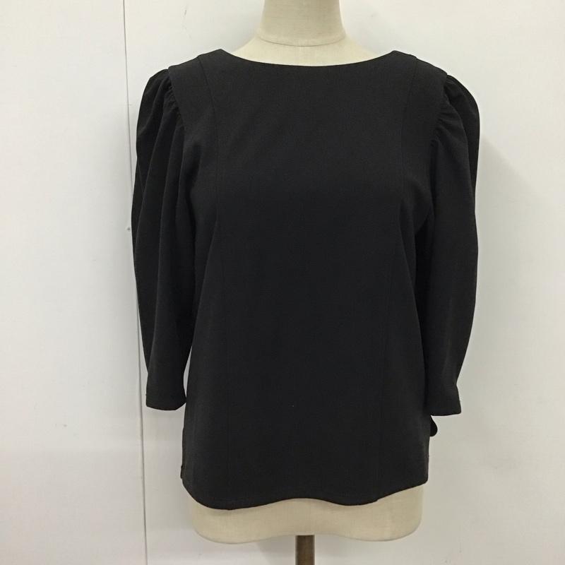 インデックス index カットソー 七分袖 C58-14226 リップルバックボタントップス M 無地 黒 / ブラック /  レディース USED 古着 中古 10118827