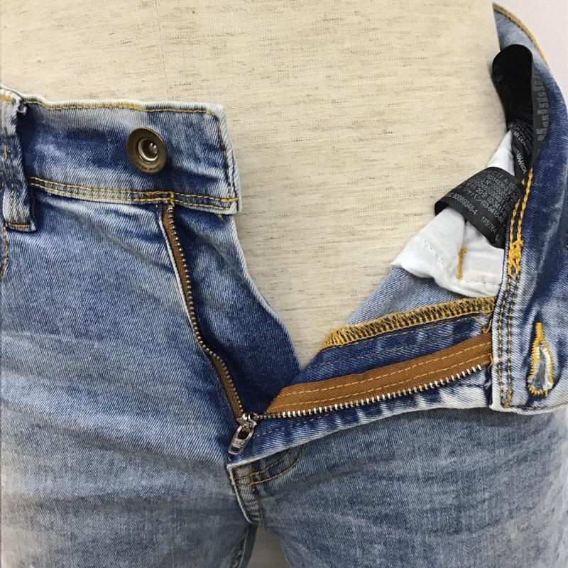 ザラメン ZARA MAN パンツ デニム、ジーンズ 5971 461 406 ストレッチ テーパード ダメージ加工 青 / ブルー /  メンズ USED 古着 中古 10111860