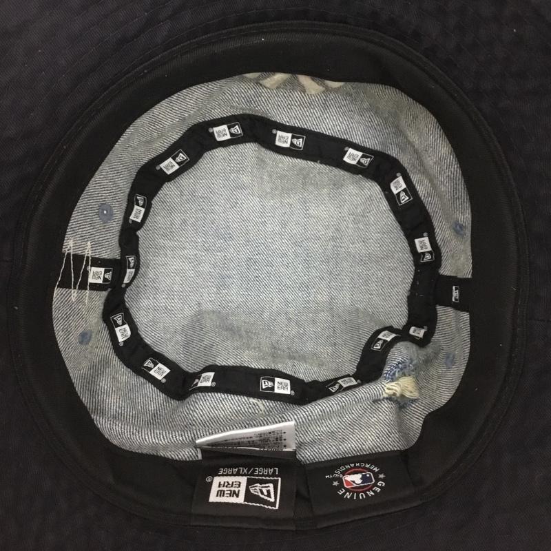 ニューエラ NEW ERA 帽子 ハット ニューヨーク ヤンキース ウォッシュドデニム NY バケットハット ロゴ、文字 X ダメージ加工 水色 / ライトブルー /  メンズ USED 古着 中古 10145790