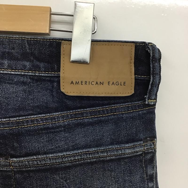 アメリカンイーグル AMERICANEAGLE パンツ デニム、ジーンズ デニムパンツ ワイドパンツ カジュアルパンツ ストレッチパンツ 34 ダメージ加工 インディゴ / インディゴ /  メンズ USED 古着 中古 10148175