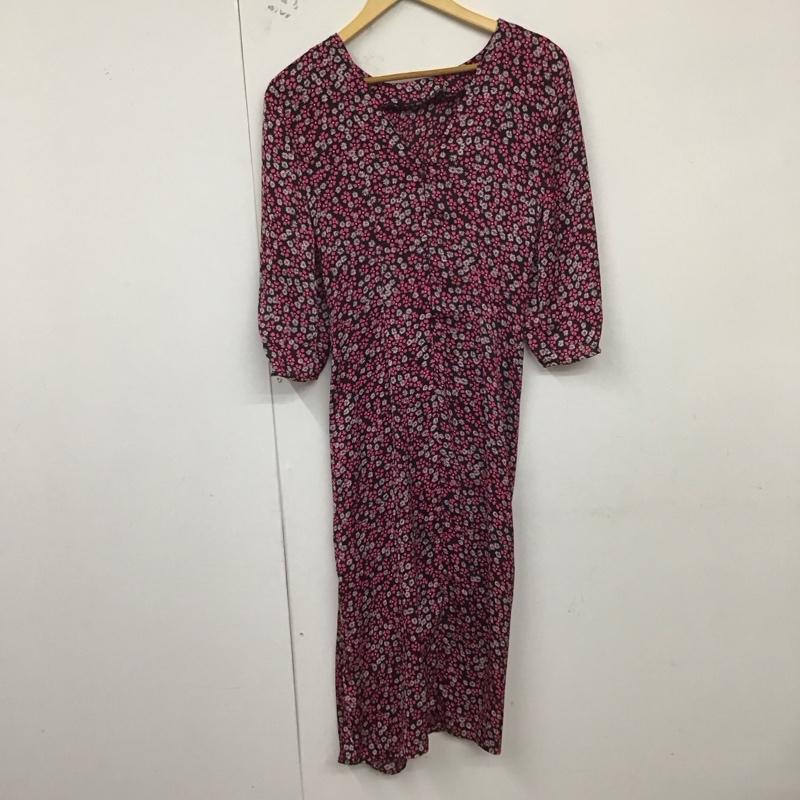 ザラベーシック ZARA BASIC ワンピース ロングスカート 4387 254 330 スリット ギャザー M 花柄 黒 / ブラック / X 桃 / ピンク /  レディース USED 古着 中古 10129182