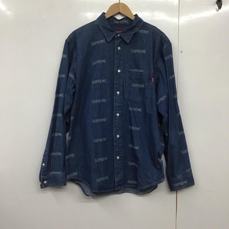 シュプリーム Supreme シャツ、ブラウス 長袖 19AW dimensionslogodenimshirt デニムシャツ プリントシャツ L プリント インディゴ / インディゴ /  メンズ USED 古着 中古 10142907