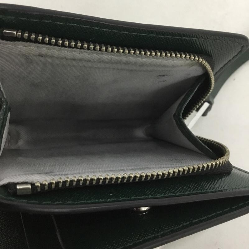 マークジェイコブス MARCJACOBS 財布 二つ折り バイカラー 2トーン L字ファスナー ワンポイント 緑 / グリーン / X カーキ / カーキ /  レディース USED 古着 中古 10142110