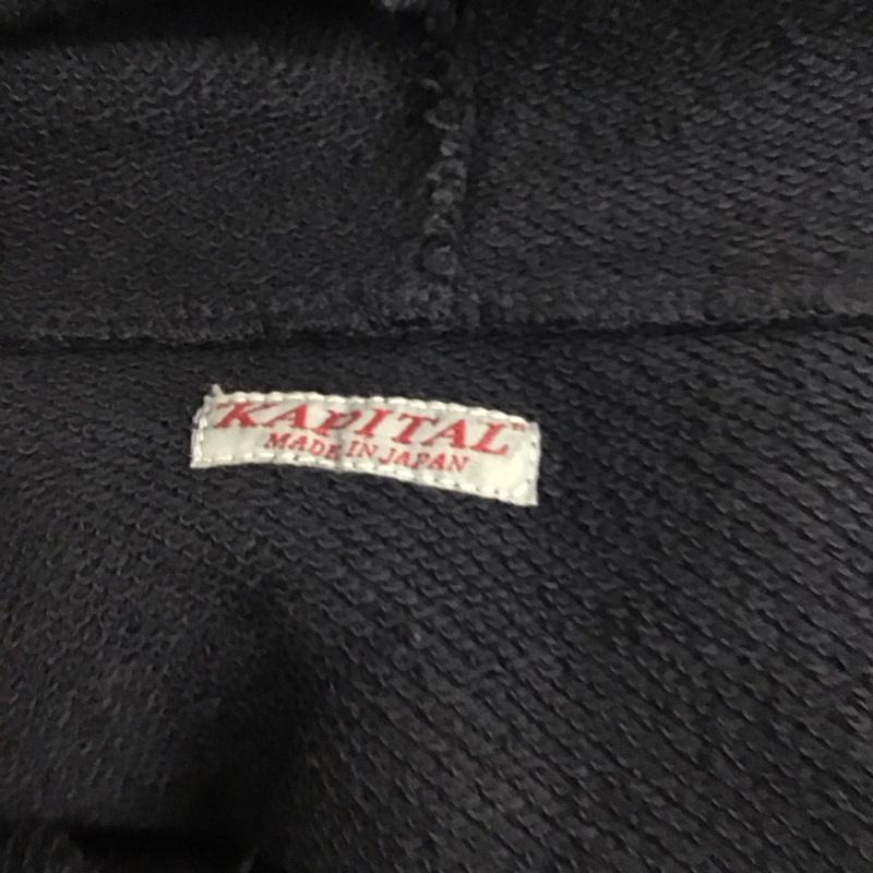 キャピタル KAPITAL パーカー 長袖 k2409lc046 裏毛 フードスウェット SPEAKEASY KAPITALpt 3 ロゴ、文字 X プリント 黒 / ブラック /  メンズ USED 古着 中古 10121856