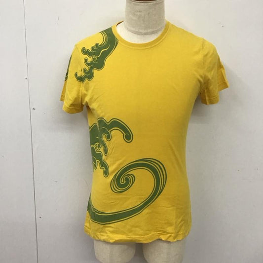アルマーニジーンズ ARMANI JEANS Tシャツ 半袖 半袖カットソー プリントTシャツ クルーネックカットソー M プリント 黄 / イエロー /  メンズ USED 古着 中古 10113742