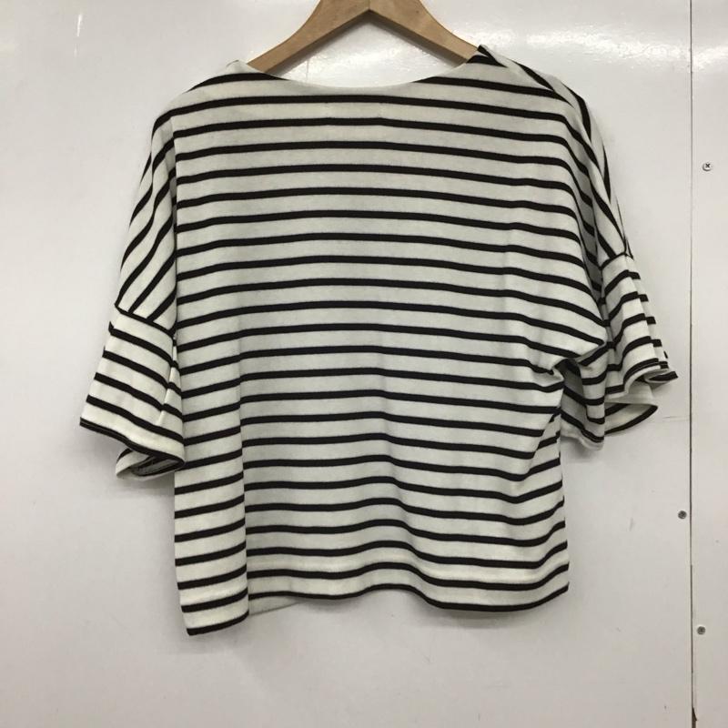 ジーナシス JEANASIS カットソー 半袖 FREE ボーダー柄 白 / ホワイト / X 黒 / ブラック /  レディース USED 古着 中古 10148419