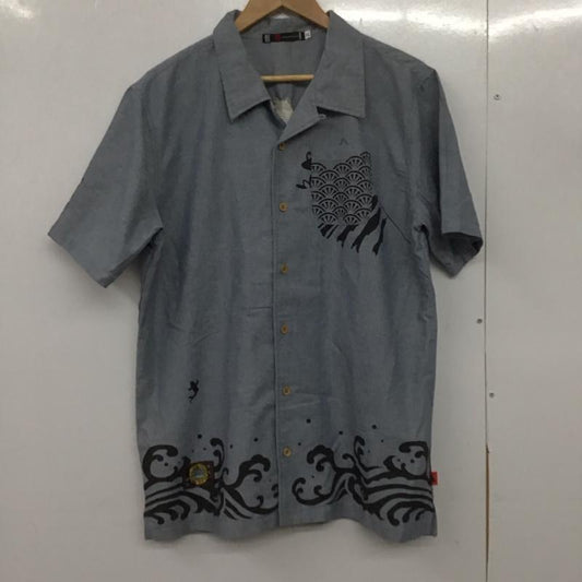 サンマルイチ 参丸一 シャツ、ブラウス 半袖 半袖シャツ プリントシャツ ポケットシャツ XL プリント インディゴ / インディゴ /  メンズ USED 古着 中古 10150258