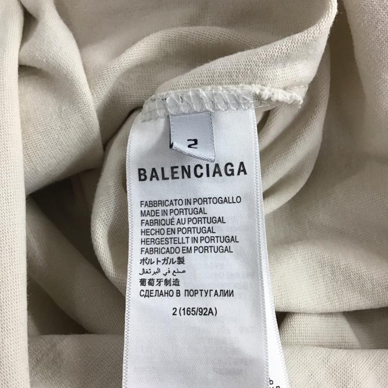 バレンシアガ BALENCIAGA Tシャツ 半袖 22aw 半袖カットソー プリントTシャツ クルーネックカットソー 刺繍 2 ロゴ、文字 ベージュ / ベージュ /  メンズ USED 古着 中古 10141672