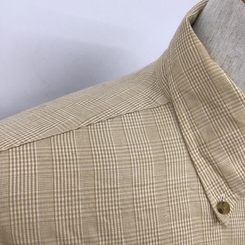 ブルックスブラザーズ BROOKS BROTHERS シャツ、ブラウス 長袖 ボタンダウン M チェック 白 / ホワイト / X ベージュ / ベージュ /  メンズ USED 古着 中古 10111252