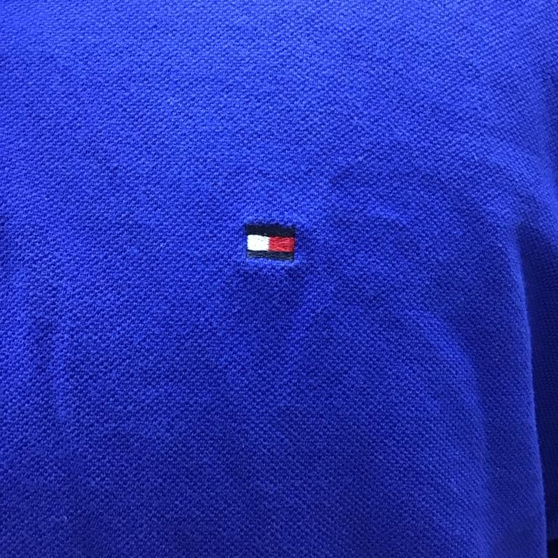 トミーヒルフィガー TOMMY HILFIGER ポロシャツ 半袖 半袖ポロシャツ カラーシャツ 半袖カットソー L ロゴ、文字 青 / ブルー /  メンズ USED 古着 中古 10116249