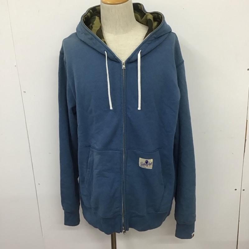 アベイシングエイプ A BATHING APE パーカー 長袖 ジップアップパーカー 長袖パーカー フード付きパーカー XXL 無地 青 / ブルー /  メンズ USED 古着 中古 10107398
