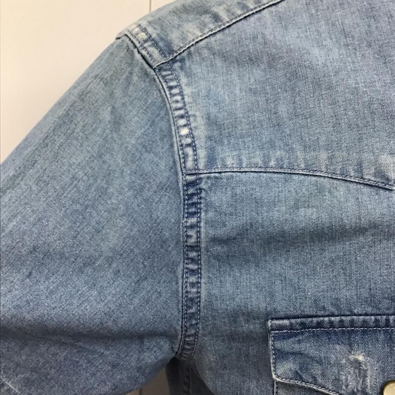 リーバイス Levi s シャツ、ブラウス 半袖 半袖シャツ カラーシャツ 半袖カットソー デニムシャツ M 無地 インディゴ / インディゴ /  メンズ USED 古着 中古 10115150