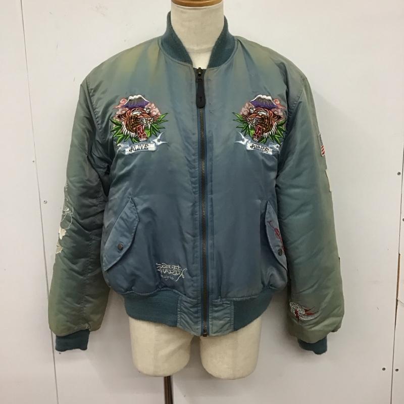 エドハーディー Ed Hardy ジャケット、上着 ジャンパー、ブルゾン XL 刺繍 水色 / ライトブルー /  メンズ USED 古着 中古 10123477