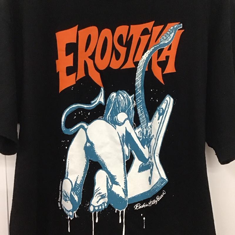エロスティカ EROSTiKA Tシャツ 半袖 XL プリント X ロゴ、文字 黒 / ブラック /  メンズ USED 古着 中古 10129935