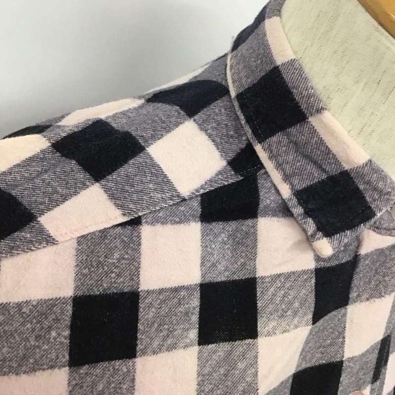 古着 USED シャツ、ブラウス 長袖 M チェック 黒 / ブラック / X 桃 / ピンク /  メンズ USED 古着 中古 10107047