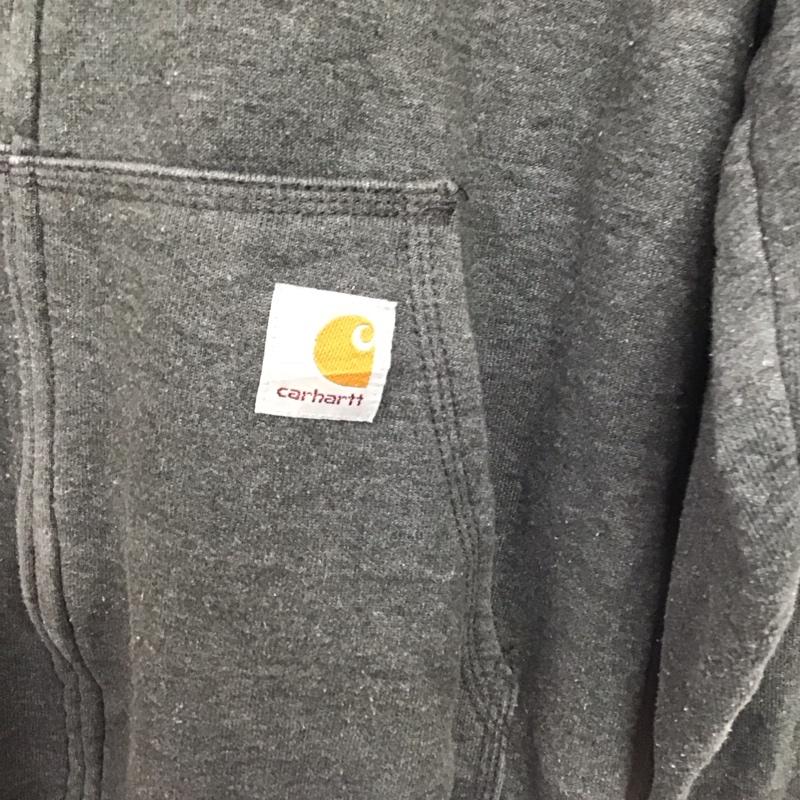 カーハート Carhartt パーカー 長袖 長袖ジップアップパーカー スウェットパーカー M ロゴ、文字 黒 / ブラック /  メンズ USED 古着 中古 10141804