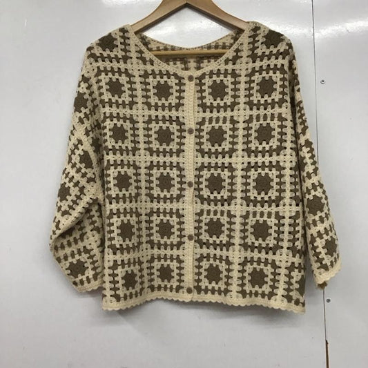 サマンサモスモス Samansa Mos2 カーディガン 長袖 1609219 かぎ針編み風カーディガン プルオーバー 2WAY FREE  茶 / ブラウン /  レディース USED 古着 中古 10144115