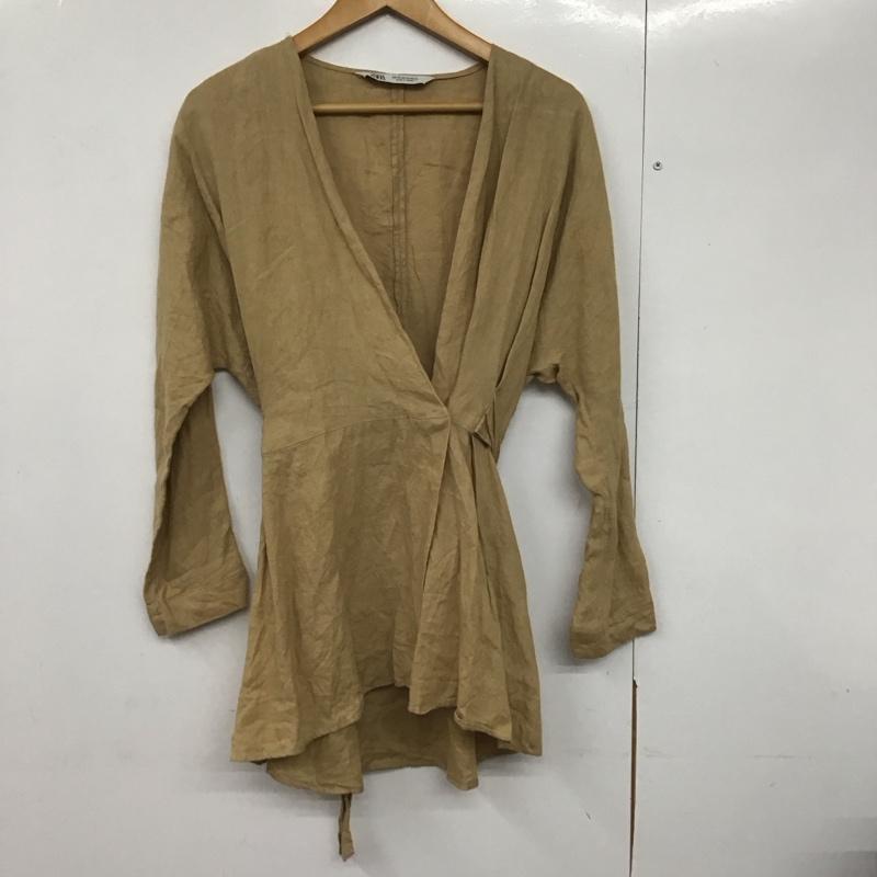 ザラ ZARA カットソー 長袖 長袖シャツカットソー プルオーバー ノーカラーシャツ XS 無地 ベージュ / ベージュ /  レディース USED 古着 中古 10142677